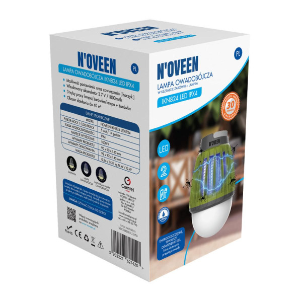 Светодиодная лампа от насекомых аккумуляторная Noveen IKN824 LED IPХ4 до 40 кв.м.