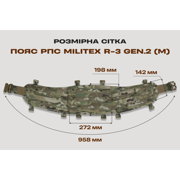 Пояс РПС Militex R-3 GEN.2 | Cordura 1000D USA | Мультикам (M)