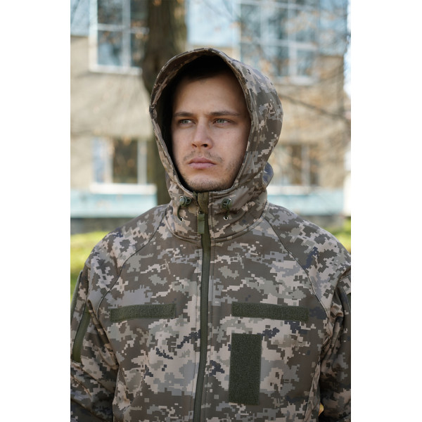 Куртка Windproof Softshell ветрозащитная (пиксель), водостойкая, флис 320 г/м²