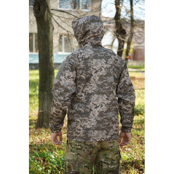 Куртка Windproof Softshell ветрозащитная (пиксель), водостойкая, флис 320 г/м²