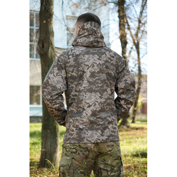 Куртка Windproof Softshell ветрозащитная (пиксель), водостойкая, флис 320 г/м²