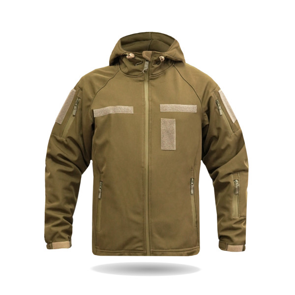Куртка Windproof Softshell ветрозащитная (койот), водостойкая, флис 320 г/м²