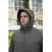 Зимний микропуховик в цвете серый BR YWH с влагостойкой тканью и съемным капюшоном