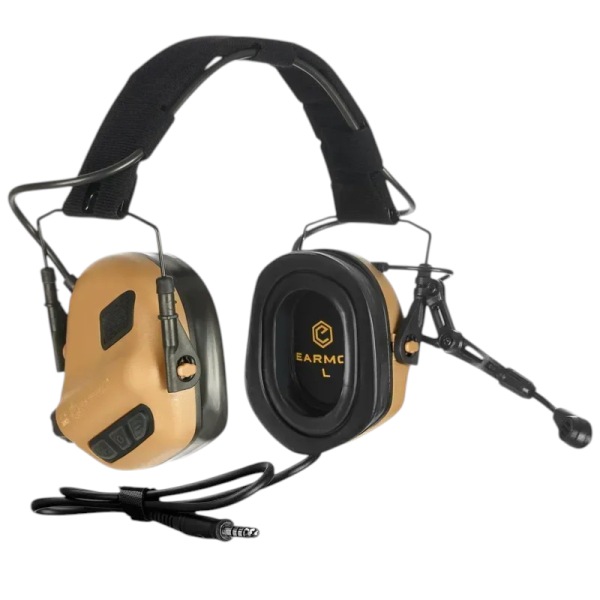 Активные наушники Earmor M32X PLUS с микрофоном, цвет Coyote Brown (2 типа креплений)