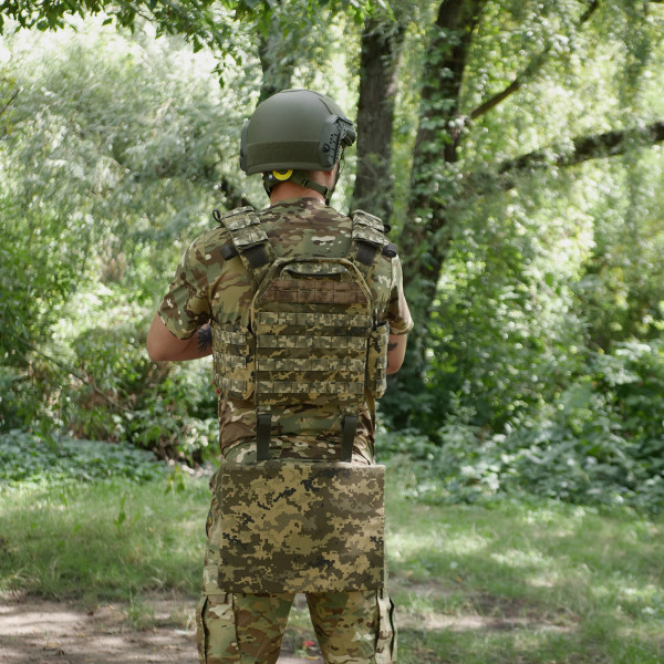 Каремат-сидушка Kiborg с баллистическим пакетом 1 класс защиты Militex 20mm Cordura Pixel