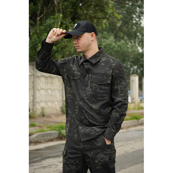 Рубашка тактическая Operator 5 Twill черный мультикам на пуговицах