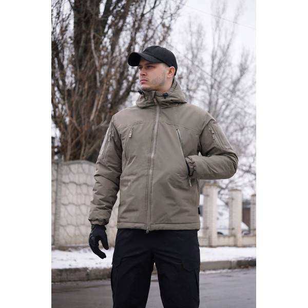 Мембрана ветронепроницаемая куртка Arch LVL7 (серо-коричневая) — зима