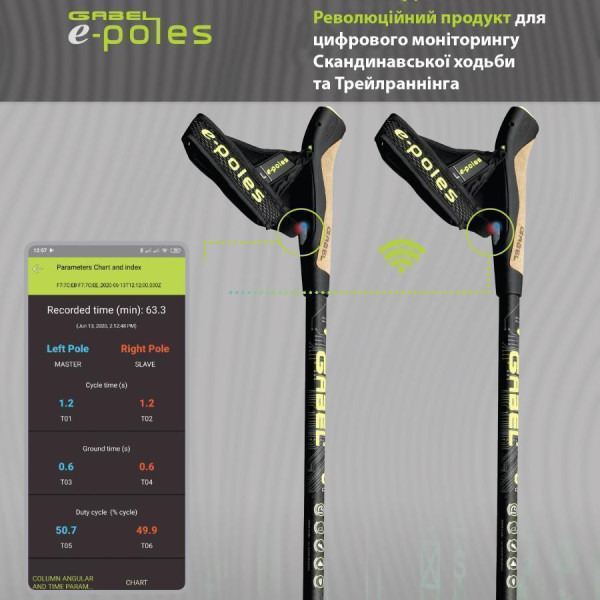 Электронные палки Gabel E-Poles G-1A XTL для скандинавской ходьбы Электронные палки Gabel E-Poles G-1A XTL для скандинавской ходьбы