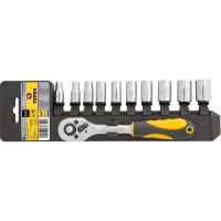 Набор головок с трещоткой 1/4 11шт TOPEX 38D650