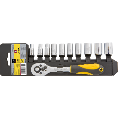 Набор головок с трещоткой 1/4 11шт TOPEX 38D650