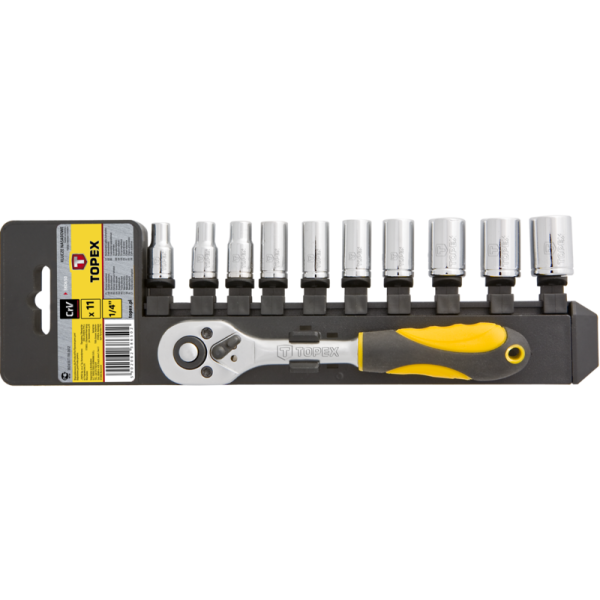 Набор головок с трещоткой 1/4 11шт TOPEX 38D650