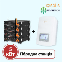 Гибридная станция на SOLIS RHI-5G + PYLONTECH US2000