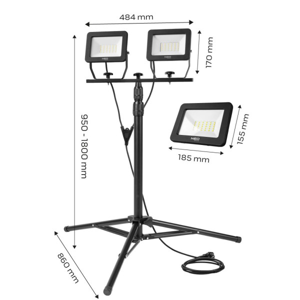 Двойной прожектор 2X50W SMD LED 9000LM