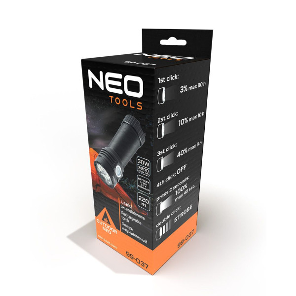 Ручной фонарик на аккумуляторе NEO TOOLS 99-037
