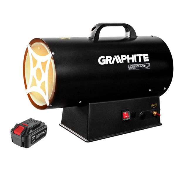 Газовий обігрівач GRAPHITE (58GE101) потужністю 30 кВт, версія для акумулятора 18 В