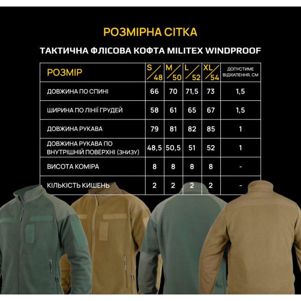 Флисовая кофта Militex Windproof – теплая, ветрозащитная и функциональная.