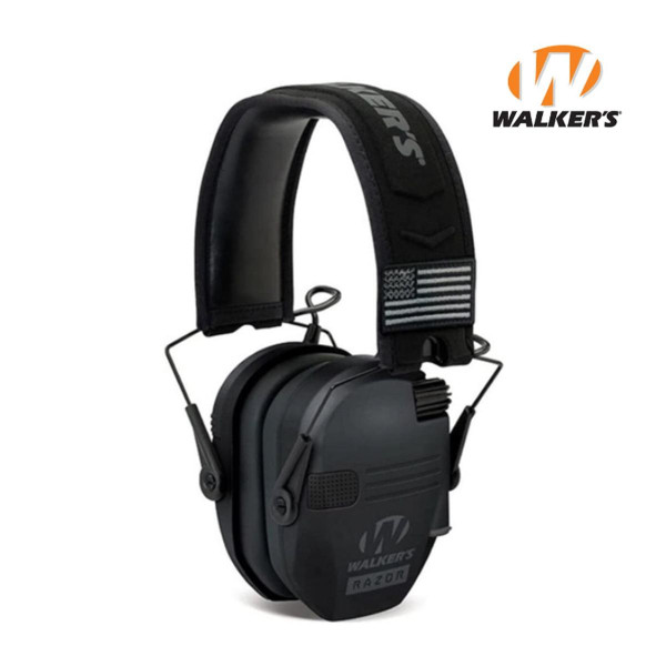 Активные черные наушники с патчами для военнослужащих Walker's Razor Slim Patriot Original