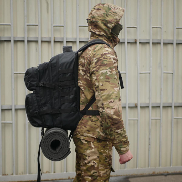 Тактический черный рюкзак с Molle 40л, черный